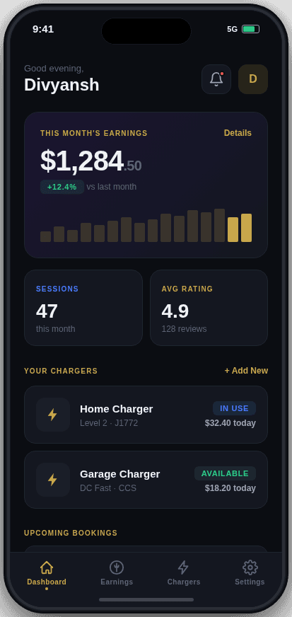 EdnaCharge app: host dashboard